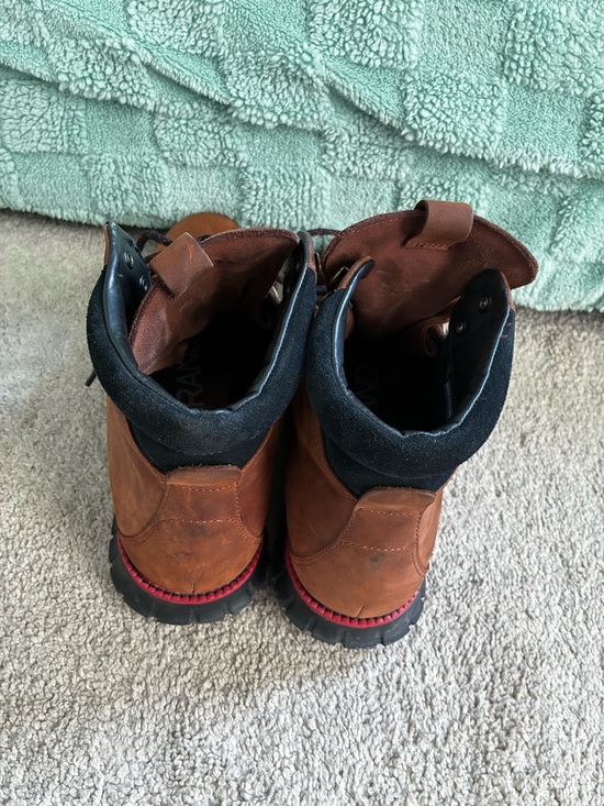 Cole Haan Brown Leather Lace-Up Hiking Boots with Black Collar main image 4